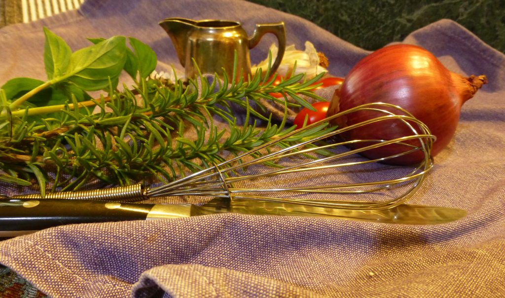 Red cook wine - background basil, onion, garlic - Mango Hill Cottages ...