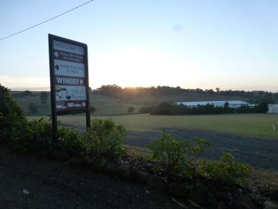 Sunrise, sign, winery building copy Sunrise, sign, winery building copy
